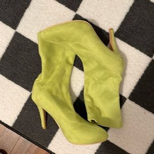 NWOT. Lime green suede ankle boots.